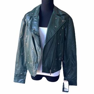 Star studded faux leather jacket